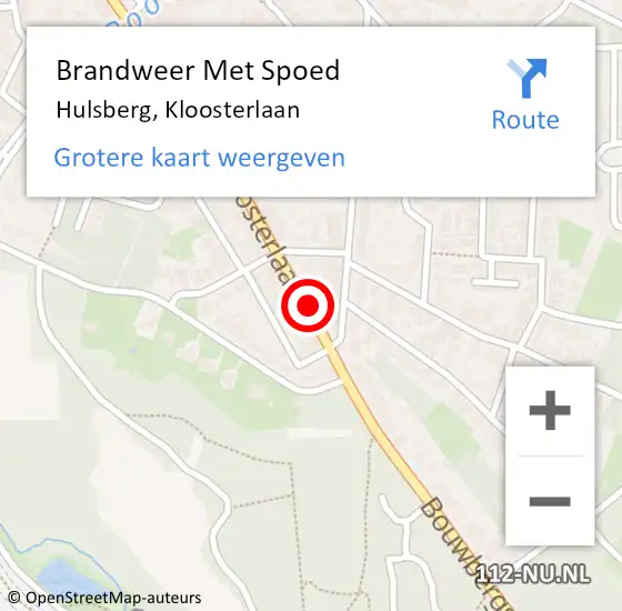 Locatie op kaart van de 112 melding: Brandweer Met Spoed Naar Hulsberg, Kloosterlaan op 26 juli 2022 22:11