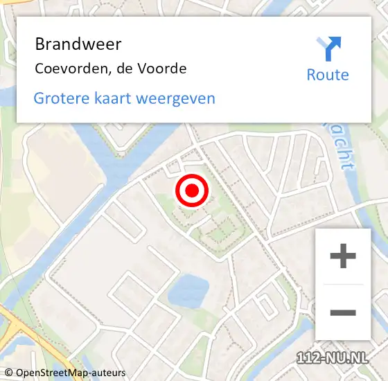 Locatie op kaart van de 112 melding: Brandweer Coevorden, de Voorde op 26 juli 2022 22:24