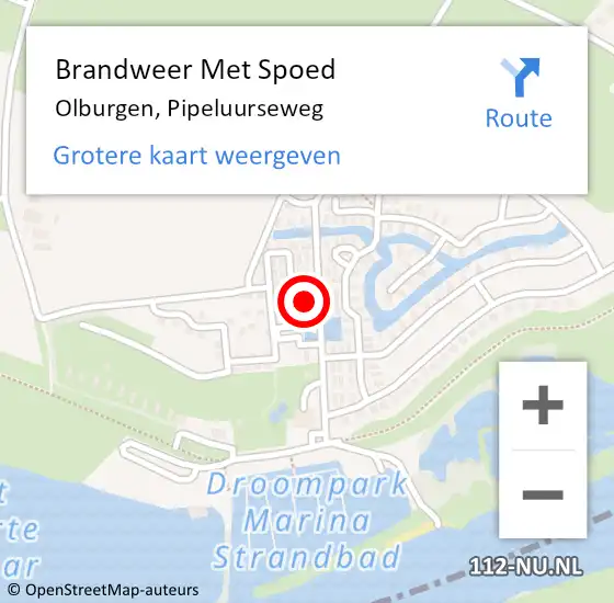 Locatie op kaart van de 112 melding: Brandweer Met Spoed Naar Olburgen, Pipeluurseweg op 24 juli 2014 13:32