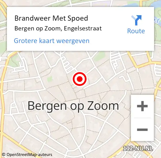 Locatie op kaart van de 112 melding: Brandweer Met Spoed Naar Bergen op Zoom, Engelsestraat op 26 juli 2022 22:44