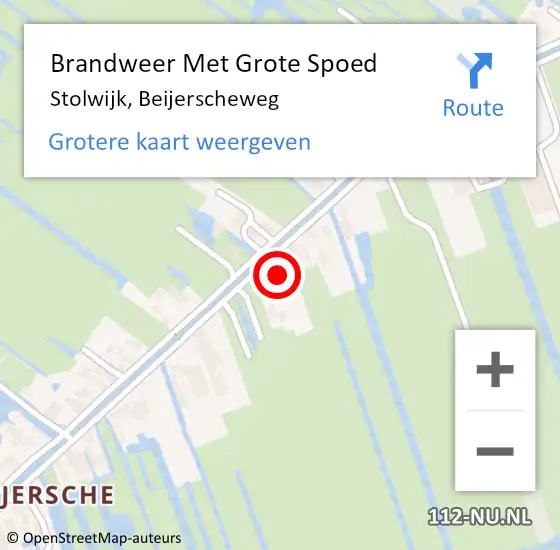 Locatie op kaart van de 112 melding: Brandweer Met Grote Spoed Naar Stolwijk, Beijerscheweg op 26 juli 2022 23:03