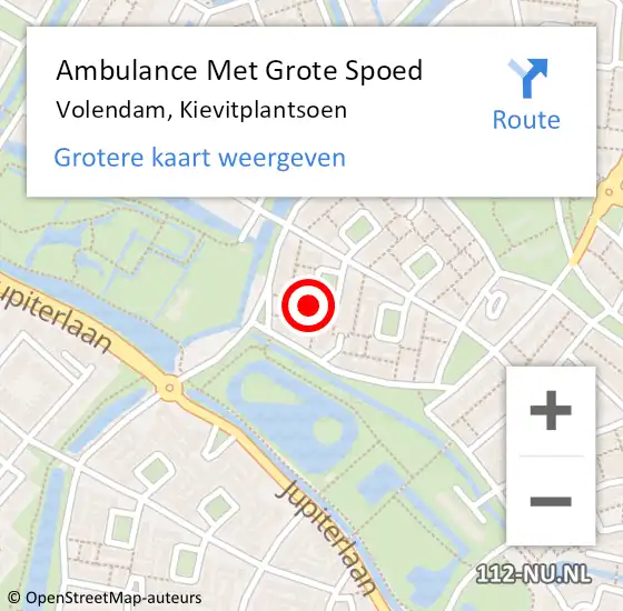 Locatie op kaart van de 112 melding: Ambulance Met Grote Spoed Naar Volendam, Kievitplantsoen op 26 juli 2022 23:50