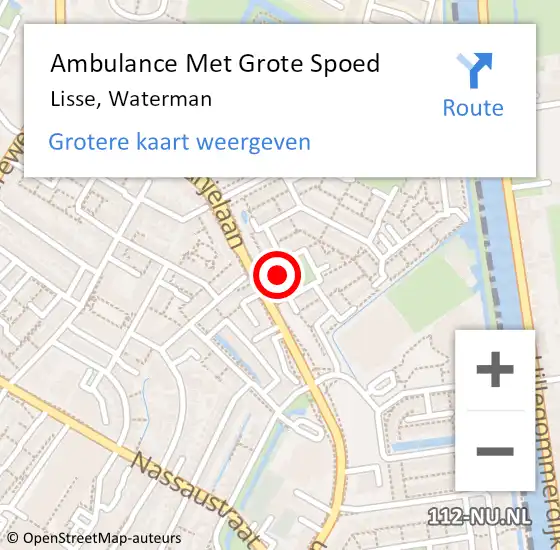 Locatie op kaart van de 112 melding: Ambulance Met Grote Spoed Naar Lisse, Waterman op 26 juli 2022 23:58