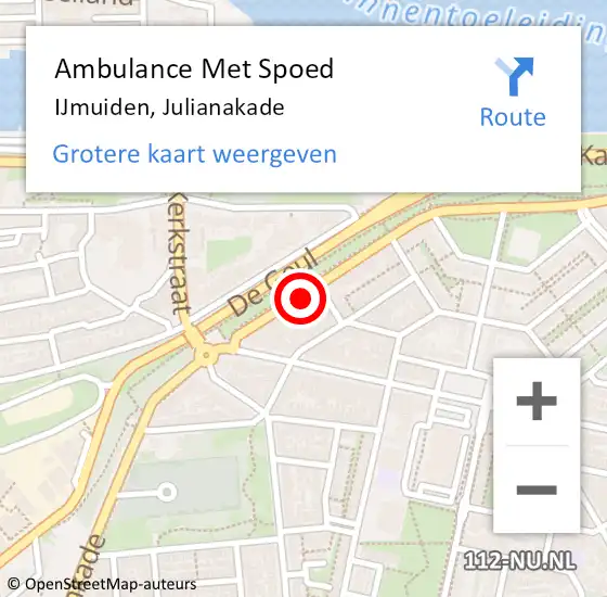 Locatie op kaart van de 112 melding: Ambulance Met Spoed Naar IJmuiden, Julianakade op 27 juli 2022 00:08