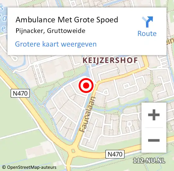 Locatie op kaart van de 112 melding: Ambulance Met Grote Spoed Naar Pijnacker, Gruttoweide op 27 juli 2022 00:29