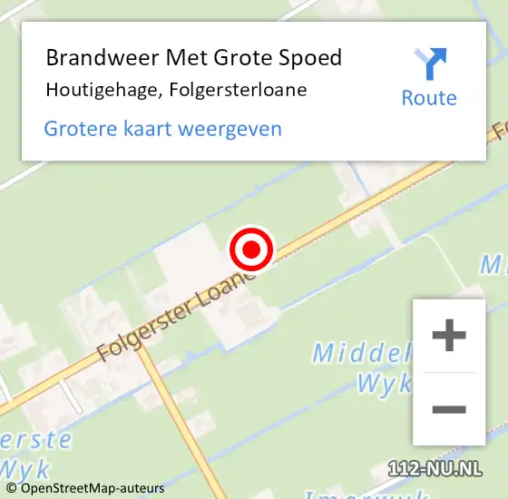 Locatie op kaart van de 112 melding: Brandweer Met Grote Spoed Naar Houtigehage, Folgersterloane op 24 juli 2014 13:41