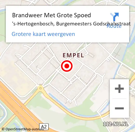 Locatie op kaart van de 112 melding: Brandweer Met Grote Spoed Naar 's-Hertogenbosch, Burgemeesters Godschalxstraat op 27 juli 2022 01:39