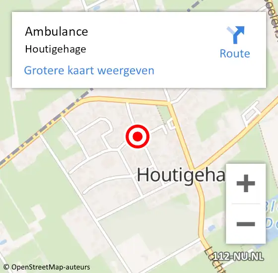 Locatie op kaart van de 112 melding: Ambulance Houtigehage op 24 juli 2014 13:42