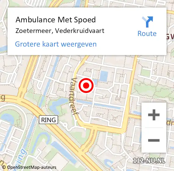 Locatie op kaart van de 112 melding: Ambulance Met Spoed Naar Zoetermeer, Vederkruidvaart op 27 juli 2022 01:57