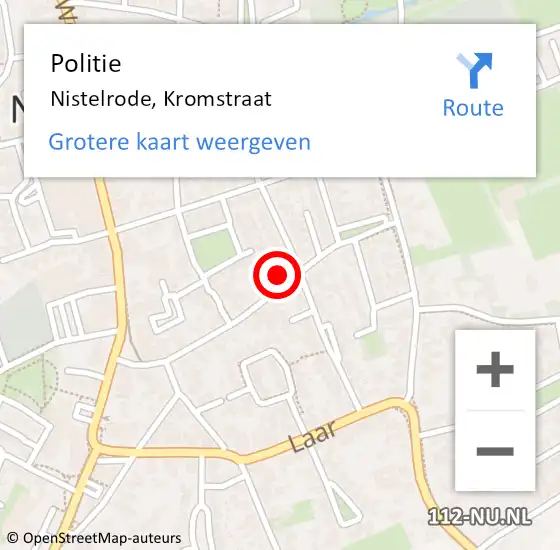 Locatie op kaart van de 112 melding: Politie Nistelrode, Kromstraat op 27 juli 2022 02:27