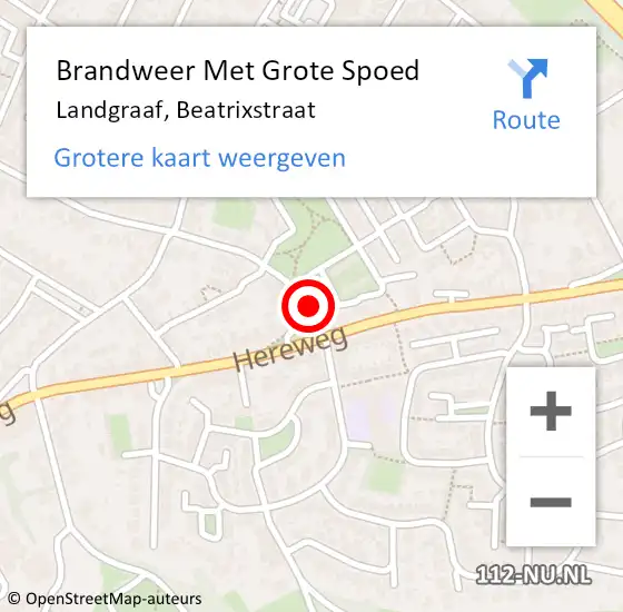 Locatie op kaart van de 112 melding: Brandweer Met Grote Spoed Naar Landgraaf, Beatrixstraat op 27 juli 2022 02:41