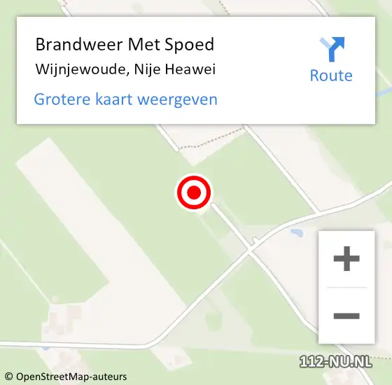 Locatie op kaart van de 112 melding: Brandweer Met Spoed Naar Wijnjewoude, Nije Heawei op 27 juli 2022 03:11