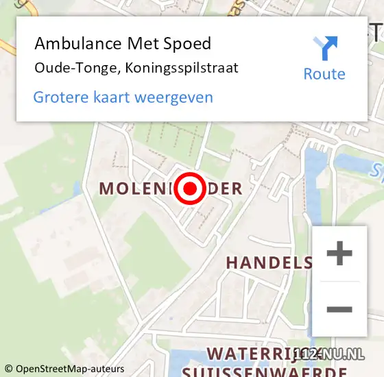 Locatie op kaart van de 112 melding: Ambulance Met Spoed Naar Oude-Tonge, Koningsspilstraat op 27 juli 2022 05:05