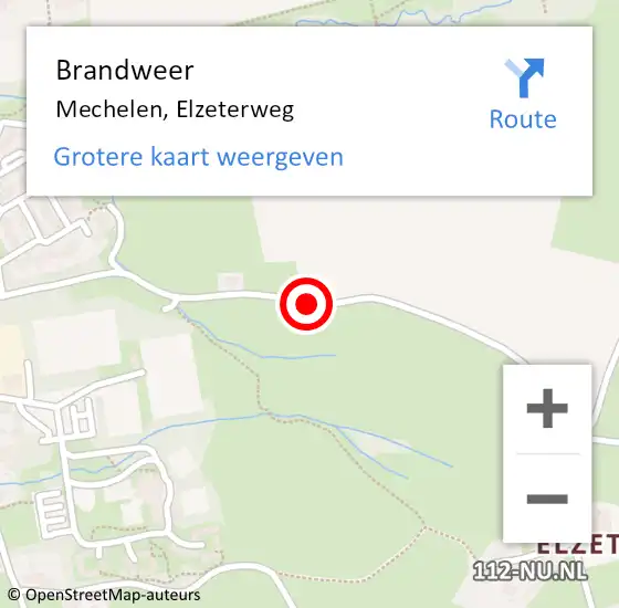 Locatie op kaart van de 112 melding: Brandweer Mechelen, Elzeterweg op 24 juli 2014 13:49