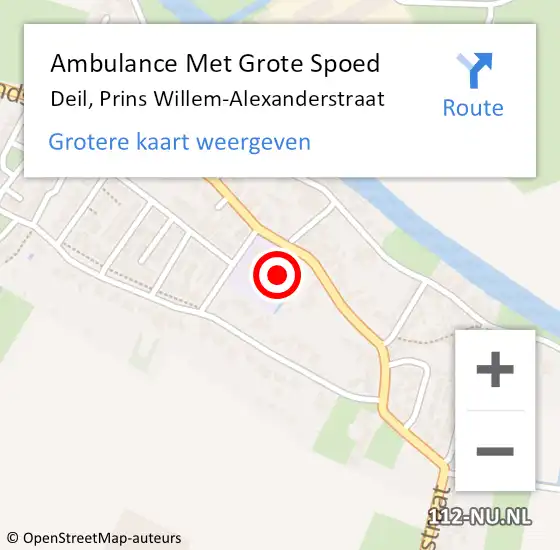 Locatie op kaart van de 112 melding: Ambulance Met Grote Spoed Naar Deil, Prins Willem-Alexanderstraat op 27 juli 2022 05:54