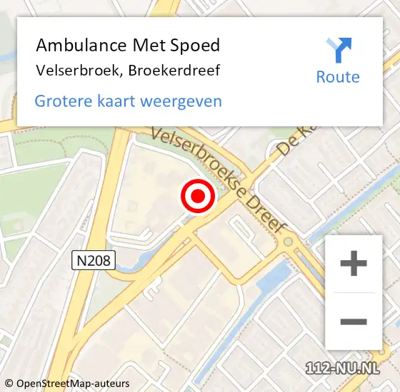 Locatie op kaart van de 112 melding: Ambulance Met Spoed Naar Velserbroek, Broekerdreef op 27 juli 2022 05:55