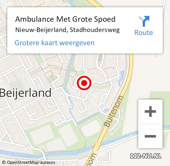 Locatie op kaart van de 112 melding: Ambulance Met Grote Spoed Naar Nieuw-Beijerland, Stadhoudersweg op 27 juli 2022 06:44