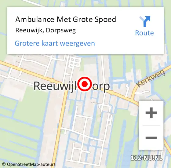 Locatie op kaart van de 112 melding: Ambulance Met Grote Spoed Naar Reeuwijk, Dorpsweg op 27 juli 2022 07:38