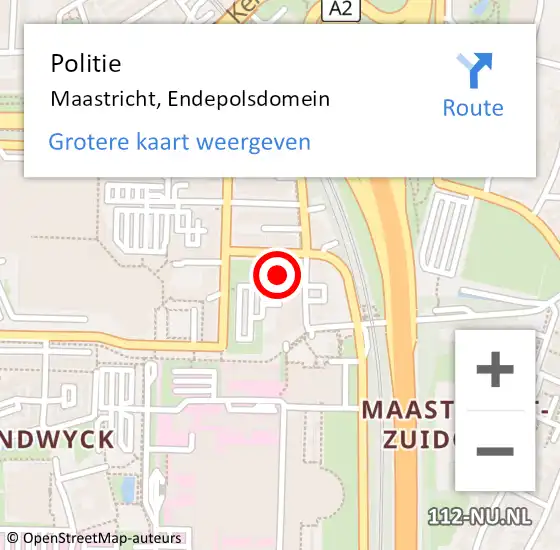 Locatie op kaart van de 112 melding: Politie Maastricht, Endepolsdomein op 27 juli 2022 07:51