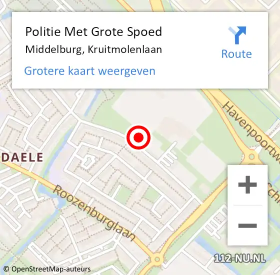 Locatie op kaart van de 112 melding: Politie Met Grote Spoed Naar Middelburg, Kruitmolenlaan op 27 juli 2022 08:03