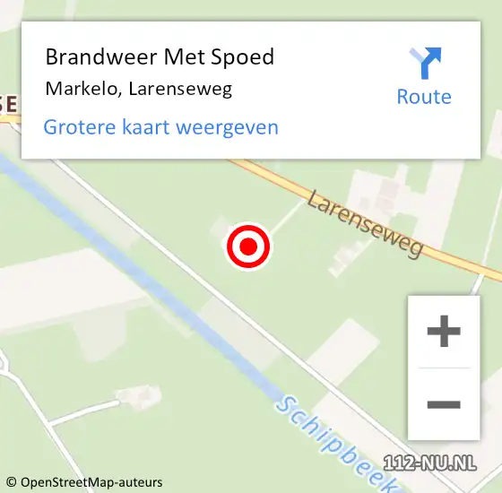 Locatie op kaart van de 112 melding: Brandweer Met Spoed Naar Markelo, Larenseweg op 27 juli 2022 08:32