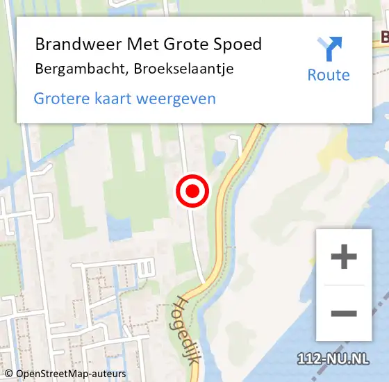 Locatie op kaart van de 112 melding: Brandweer Met Grote Spoed Naar Bergambacht, Broekselaantje op 27 juli 2022 08:43