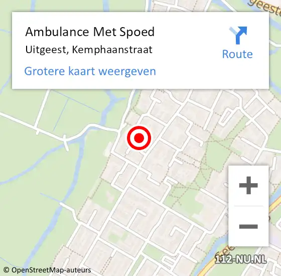 Locatie op kaart van de 112 melding: Ambulance Met Spoed Naar Uitgeest, Kemphaanstraat op 27 juli 2022 09:07