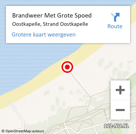 Locatie op kaart van de 112 melding: Brandweer Met Grote Spoed Naar Oostkapelle, Strand Oostkapelle op 27 juli 2022 09:21