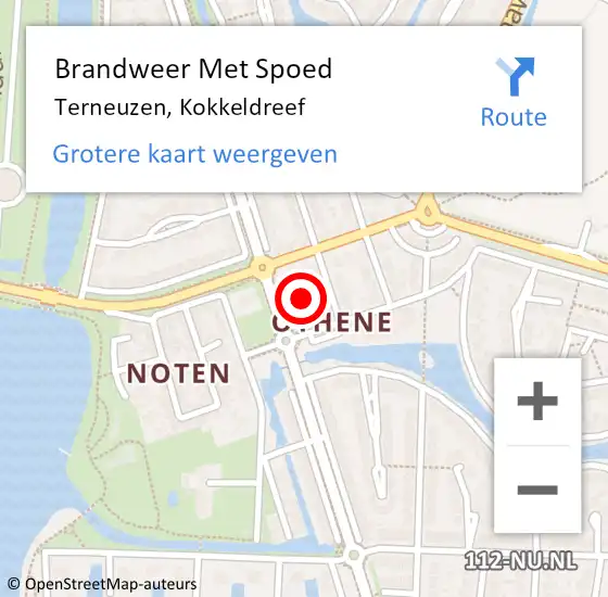 Locatie op kaart van de 112 melding: Brandweer Met Spoed Naar Terneuzen, Kokkeldreef op 27 juli 2022 09:28