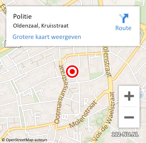 Locatie op kaart van de 112 melding: Politie Oldenzaal, Kruisstraat op 27 juli 2022 09:33