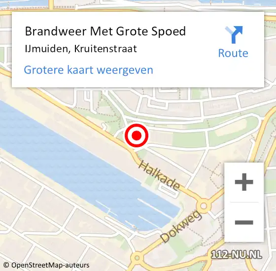 Locatie op kaart van de 112 melding: Brandweer Met Grote Spoed Naar IJmuiden, Kruitenstraat op 27 juli 2022 10:20