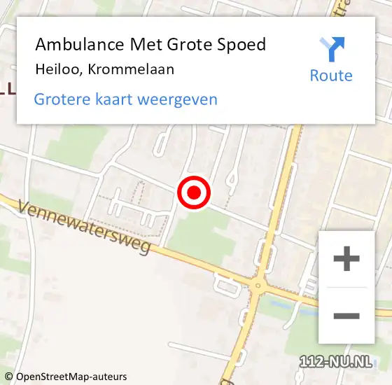 Locatie op kaart van de 112 melding: Ambulance Met Grote Spoed Naar Heiloo, Krommelaan op 27 juli 2022 10:43