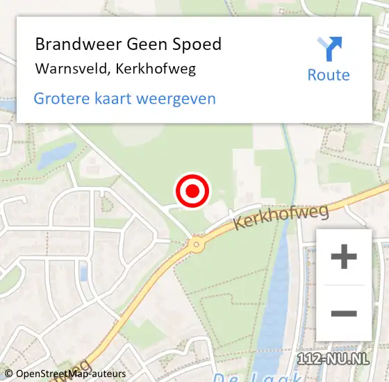 Locatie op kaart van de 112 melding: Brandweer Geen Spoed Naar Warnsveld, Kerkhofweg op 27 juli 2022 10:47