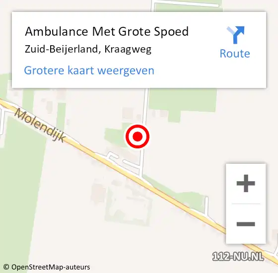 Locatie op kaart van de 112 melding: Ambulance Met Grote Spoed Naar Zuid-Beijerland, Kraagweg op 27 juli 2022 10:53