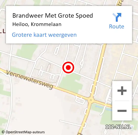 Locatie op kaart van de 112 melding: Brandweer Met Grote Spoed Naar Heiloo, Krommelaan op 27 juli 2022 10:55