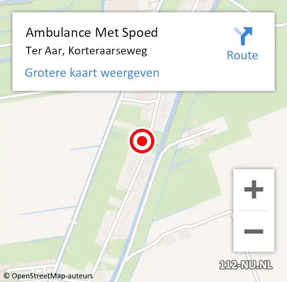 Locatie op kaart van de 112 melding: Ambulance Met Spoed Naar Ter Aar, Korteraarseweg op 9 oktober 2013 12:27