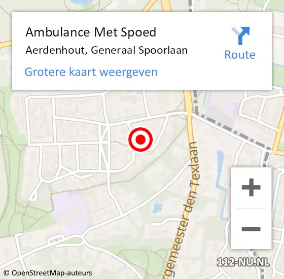 Locatie op kaart van de 112 melding: Ambulance Met Spoed Naar Aerdenhout, Generaal Spoorlaan op 27 juli 2022 11:17