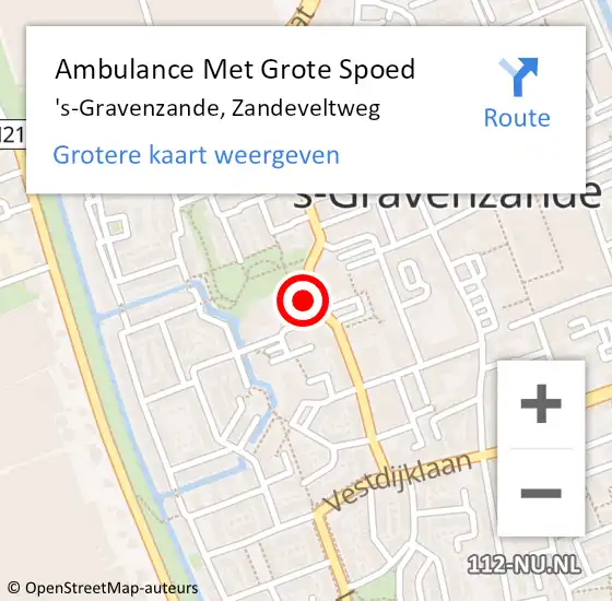 Locatie op kaart van de 112 melding: Ambulance Met Grote Spoed Naar 's-Gravenzande, Zandeveltweg op 27 juli 2022 11:19