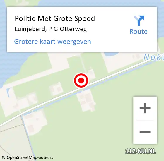 Locatie op kaart van de 112 melding: Politie Met Grote Spoed Naar Luinjeberd, P G Otterweg op 27 juli 2022 11:25