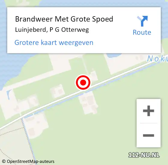Locatie op kaart van de 112 melding: Brandweer Met Grote Spoed Naar Luinjeberd, P G Otterweg op 27 juli 2022 11:25