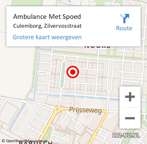 Locatie op kaart van de 112 melding: Ambulance Met Spoed Naar Culemborg, Zilvervosstraat op 27 juli 2022 11:54