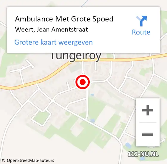 Locatie op kaart van de 112 melding: Ambulance Met Grote Spoed Naar Weert, Jean Amentstraat op 27 juli 2022 12:08