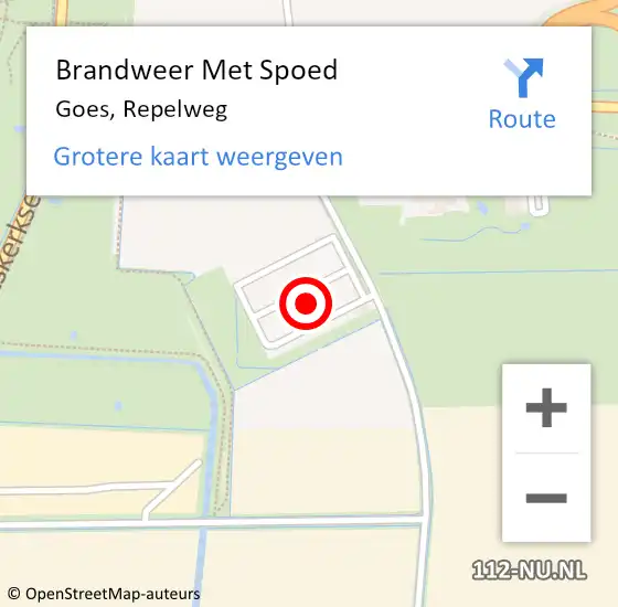 Locatie op kaart van de 112 melding: Brandweer Met Spoed Naar Goes, Repelweg op 27 juli 2022 12:09