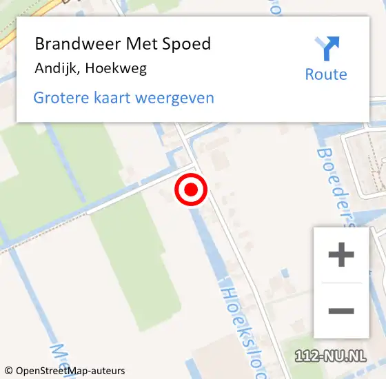 Locatie op kaart van de 112 melding: Brandweer Met Spoed Naar Andijk, Hoekweg op 27 juli 2022 12:16