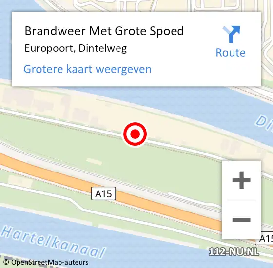 Locatie op kaart van de 112 melding: Brandweer Met Grote Spoed Naar Europoort, Dintelweg op 27 juli 2022 12:23