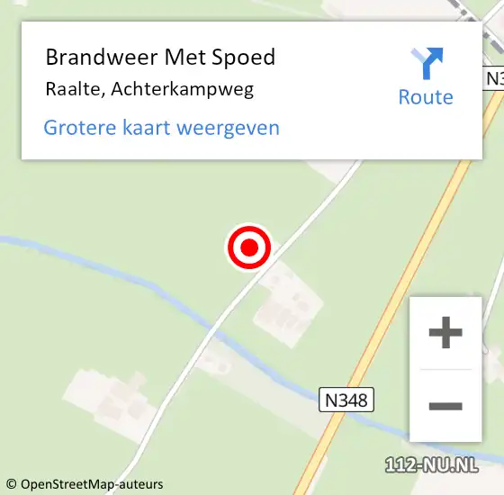 Locatie op kaart van de 112 melding: Brandweer Met Spoed Naar Raalte, Achterkampweg op 27 juli 2022 12:28