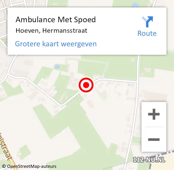 Locatie op kaart van de 112 melding: Ambulance Met Spoed Naar Hoeven, Hermansstraat op 24 juli 2014 14:14