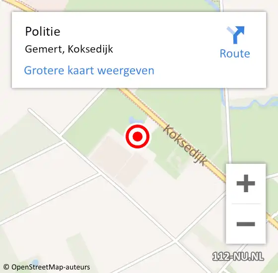 Locatie op kaart van de 112 melding: Politie Gemert, Koksedijk op 27 juli 2022 12:46