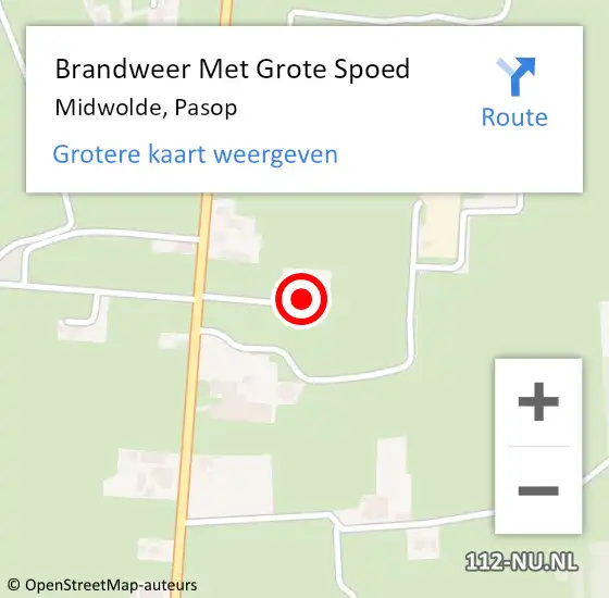 Locatie op kaart van de 112 melding: Brandweer Met Grote Spoed Naar Midwolde, Pasop op 27 juli 2022 12:51