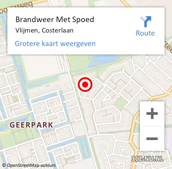 Locatie op kaart van de 112 melding: Brandweer Met Spoed Naar Vlijmen, Costerlaan op 27 juli 2022 12:55